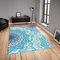 Blue Mandala Area Rug, Non-Slip Spiritual Decor