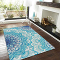 Blue Mandala Area Rug, Non-Slip Spiritual Decor