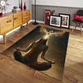 Spiritual Phoenix Area Rug, Gold Meditation Decor, Non-Slip