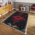 Goth Occult Area Rug, Red Black Sacred Geometry, Non-Slip Floor