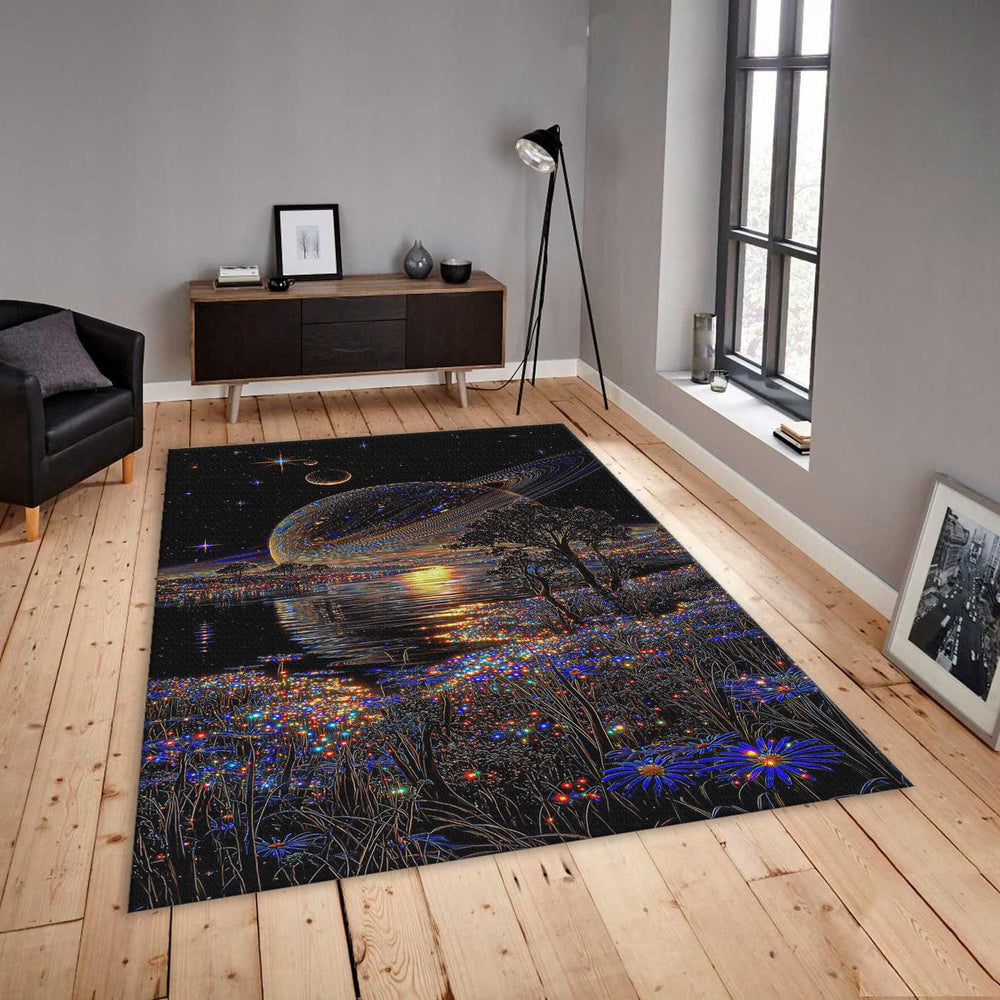 Celestial Galaxy Area Rug, Starry Night Zen Decor, Non-Slip
