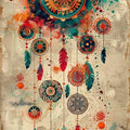 Boho Dreamcatcher Area Rug, Colorful Feather Art, Non-Slip Carpet