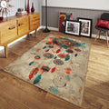 Boho Dreamcatcher Area Rug, Colorful Feather Art, Non-Slip Carpet