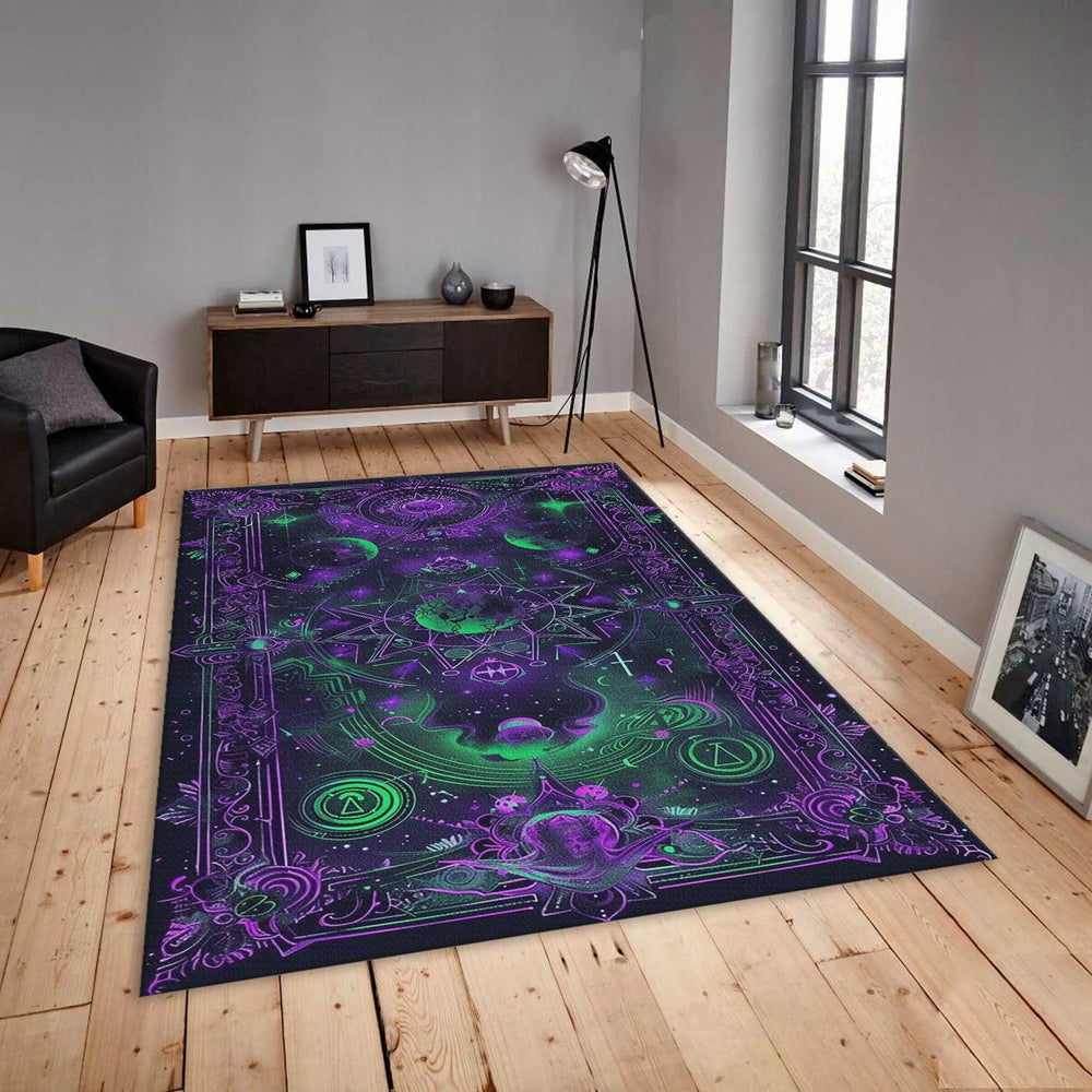 Psychedelic Area Rug, Sacred Geometry, Reiki Room Decor