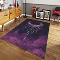 Goth Moon Area Rug, Purple Black Celestial Carpet, Non-Slip