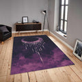 Goth Moon Area Rug, Purple Black Celestial Carpet, Non-Slip