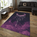Goth Moon Area Rug, Purple Black Celestial Carpet, Non-Slip