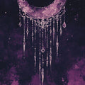 Goth Moon Area Rug, Purple Black Celestial Carpet, Non-Slip