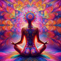Psychedelic Meditation Rug, Colorful Chakra Art, Non-Slip Zen
