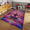 Psychedelic Meditation Rug, Colorful Chakra Art, Non-Slip Zen