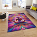 Psychedelic Meditation Rug, Colorful Chakra Art, Non-Slip Zen