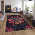 Red Gold Mandala Area Rug, Spiritual Zen Decor, Non-Slip