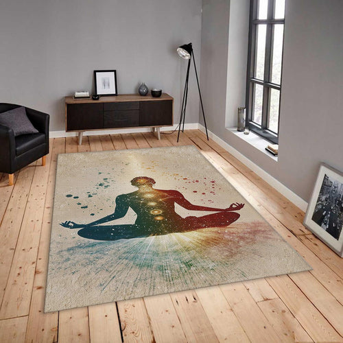 Chakra Meditation Rug, Spiritual Yoga Room Decor