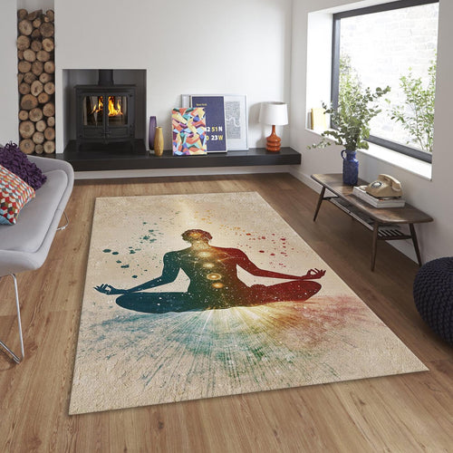 Chakra Meditation Rug, Spiritual Yoga Room Decor