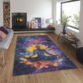 Lotus Flower Meditation Rug, Watercolor Galaxy Art, Non-Slip