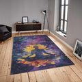 Lotus Flower Meditation Rug, Watercolor Galaxy Art, Non-Slip