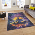 Lotus Flower Meditation Rug, Watercolor Galaxy Art, Non-Slip