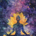 Lotus Flower Meditation Rug, Watercolor Galaxy Art, Non-Slip