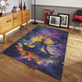Lotus Flower Meditation Rug, Watercolor Galaxy Art, Non-Slip