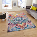 Pastel Mandala Area Rug, Non-Slip Zen Decor