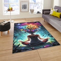 Psychedelic Meditation Rug, Colorful Mushroom, Zen Decor