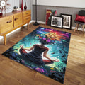 Psychedelic Meditation Rug, Colorful Mushroom, Zen Decor