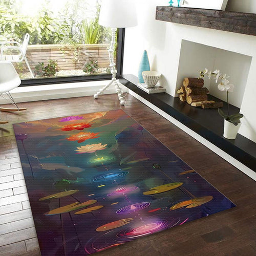 Chakra Lotus River Rug, Colorful Zen Meditation Carpet