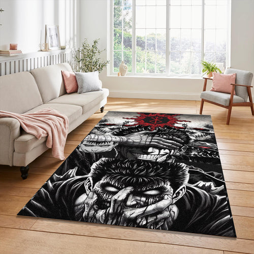 Berserk Rug Dark Fantasy Gothic Manga Fan Mat High Contrast Red