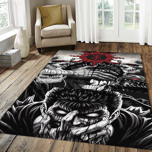 Berserk Rug Dark Fantasy Gothic Manga Fan Mat High Contrast Red