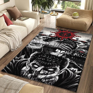 Berserk Rug Dark Fantasy Gothic Manga Fan Mat High Contrast Red