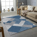 Modern Navy Blue & Gray Geometric Rug