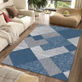 Modern Navy Blue & Gray Geometric Rug