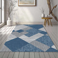 Modern Navy Blue & Gray Geometric Rug