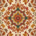 Ornate Mandala Medallion Rug Traditional Oriental Floral