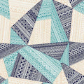 Geometric Tribal Patchwork Rug Navy Aqua Teal Bohemian Abstract