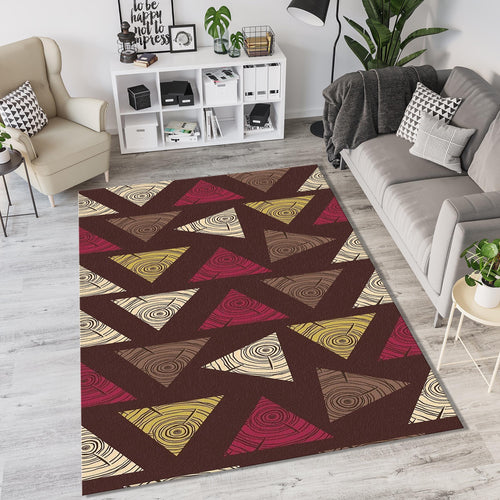 Geometric Wood Slice Triangle Rug Modern Rustic Tree Ring Pattern