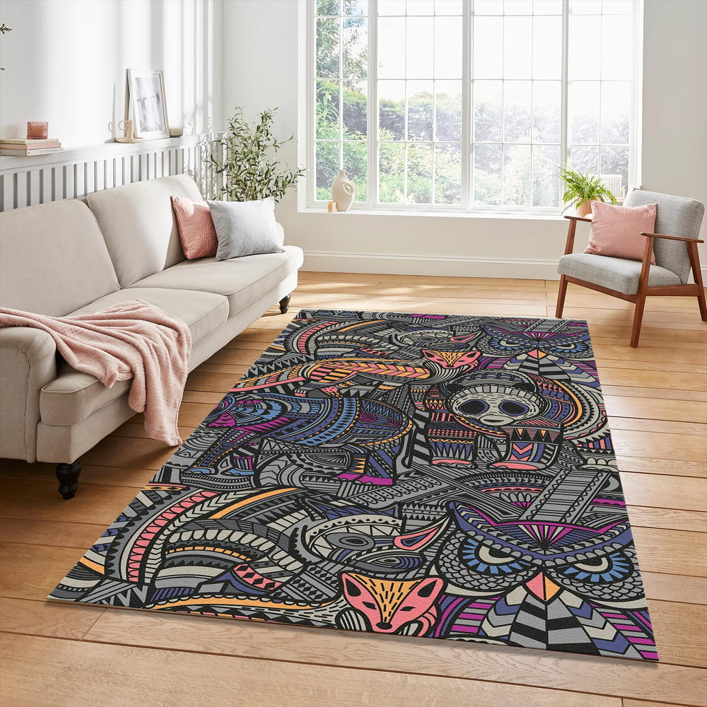 Maximalist Psychedelic Tribal Animal Rug