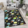 Cute Space Astronaut Doodle Rug Rocket Planets Kids Playroom