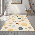 Cute Celestial Planets Pattern Rug Neutral Pastel Space Nursery