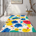 Mid-Century Pop Art Abstract Rug Primary Color Brushstroke Doodle