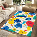 Mid-Century Pop Art Abstract Rug Primary Color Brushstroke Doodle
