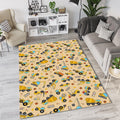 Cute Construction Vehicle Pattern Rug