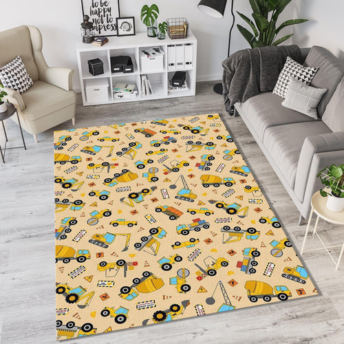 Cute Construction Vehicle Pattern Rug