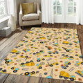 Cute Construction Vehicle Pattern Rug