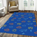 Cute Car Train Skateboard Doodle Rug
