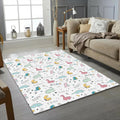 Cute Dinosaur Doodle Pattern Rug Pastel Pink Green Dino Kids