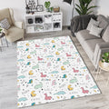 Cute Dinosaur Doodle Pattern Rug Pastel Pink Green Dino Kids