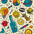 Science Lab Doodle Pattern Rug Cosmic Planets Test Tubes