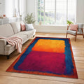 Rothko Style Color Field Rug Abstract Orange Magenta Blue Block