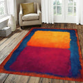Rothko Style Color Field Rug Abstract Orange Magenta Blue Block